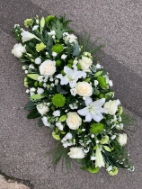 Green and White Coffin Spray